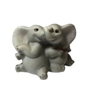 Vintage George Good Porcelain Elephants Mini Figurine 1.5" Taiwan